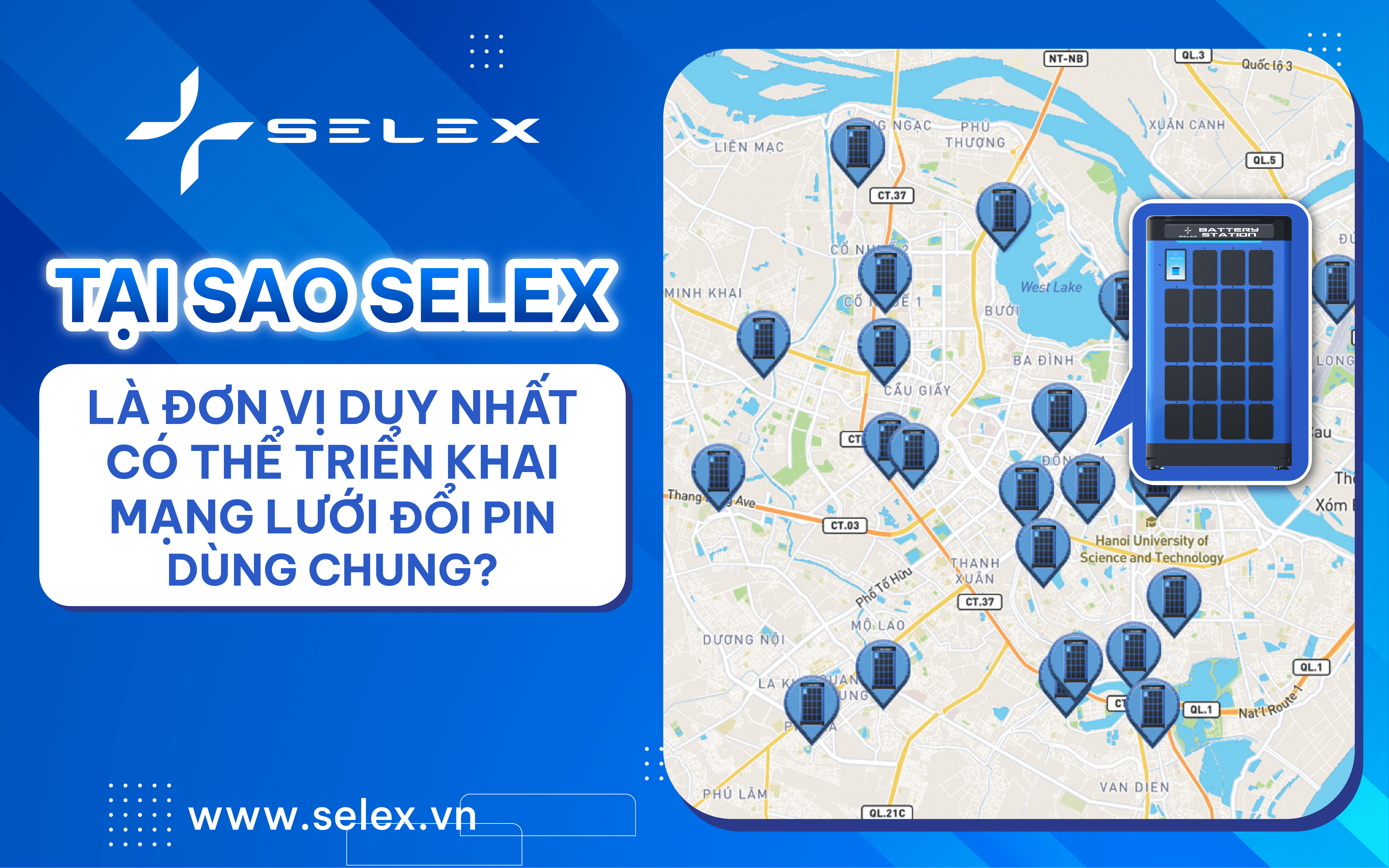 Selex Motors mạng lưới đổi pin tiên phong và hàng đầu Việt Nam