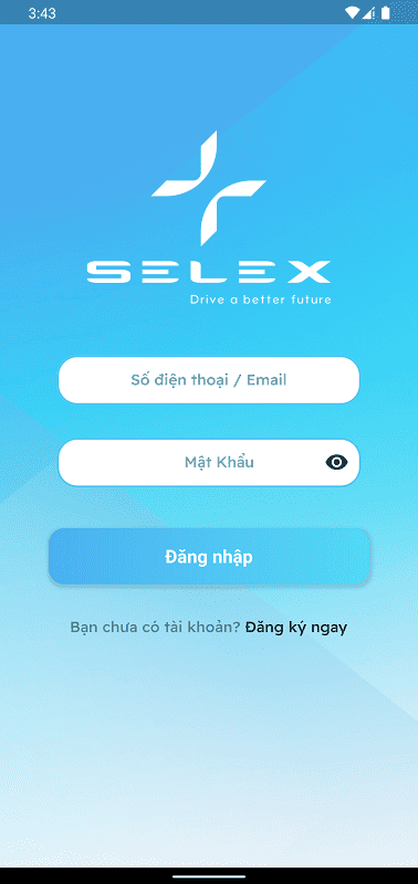 màn hình trang chủ ứng dụng selex