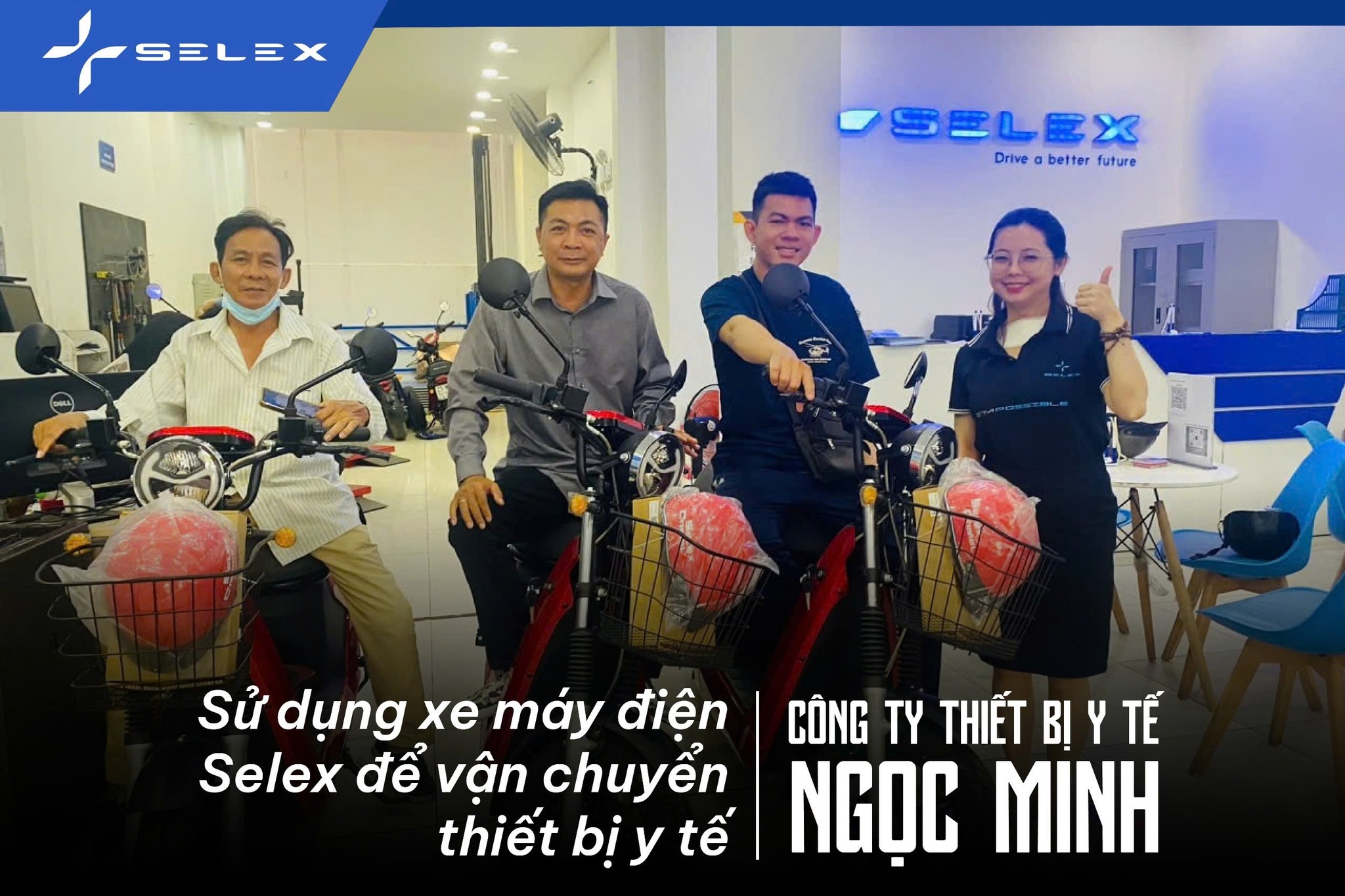 Công ty Thiết bị Y tế Ngọc Minh là minh chứng rõ ràng cho hiệu quả mà xe điện bán tải Selex Motors mang lại