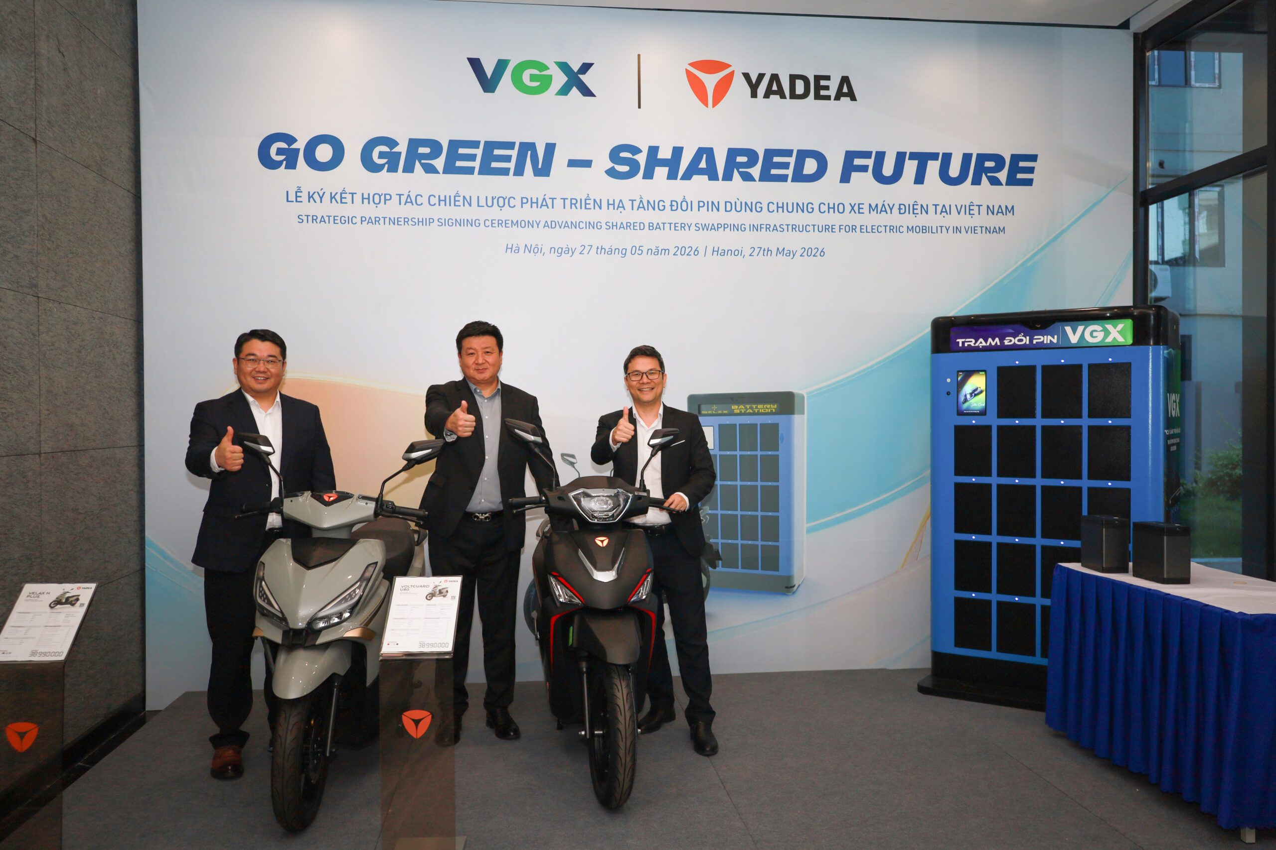 SELEX MOTORS CÙNG VGX VÀ YADEA THÚC ĐẨY PHÁT TRIỂN HẠ TẦNG ĐỔI PIN DÙNG CHUNG CHO XE MÁY ĐIỆN TẠI VIỆT NAM